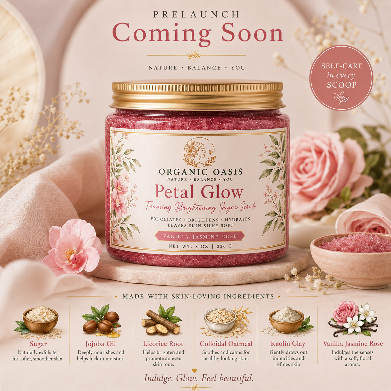 Petal Glow: Foaming Brightening Sugar Scrub