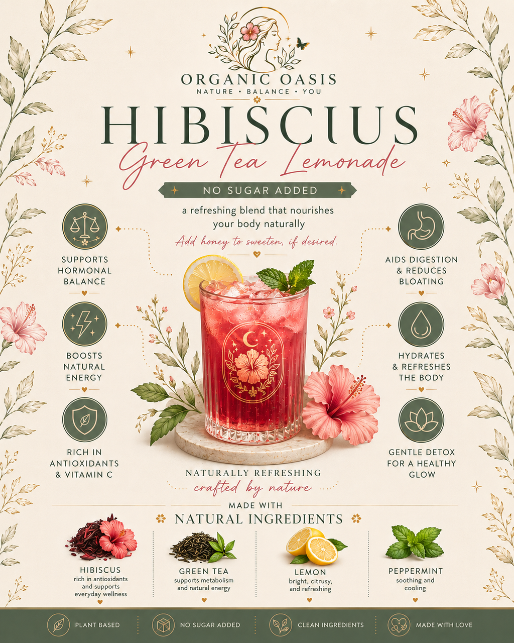 Hibiscus Green Tea Lemonade